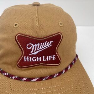 Miller High Life Vintage Style Trucker Hat Rope Tan Beige Snapback